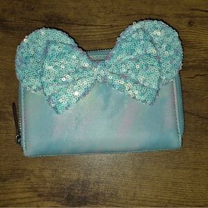 Pastel Sequin Blue Mickey Ear Loungefly Wallet